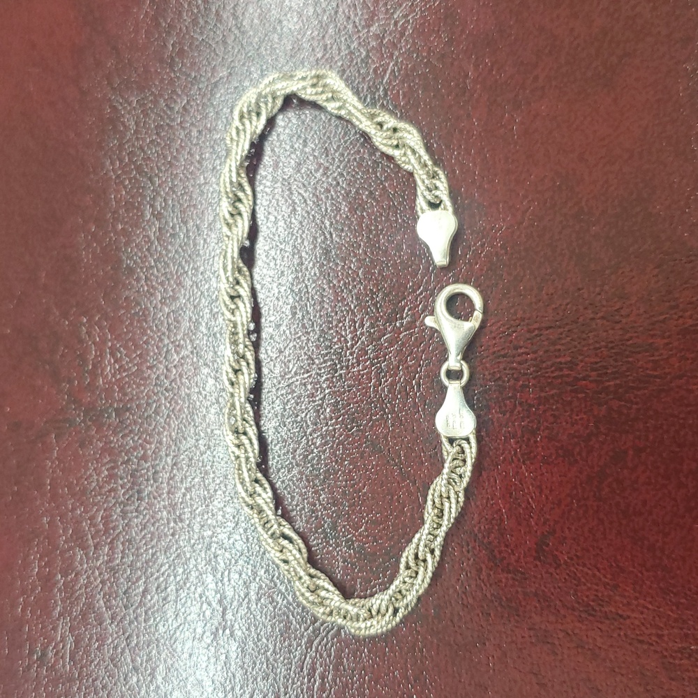 MILOR 925 Italian Sterling Silver Shiny Rope Chain Link Bracelet 9.9 grms
